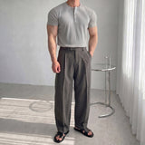 韓國 ✨ Muscles-fit 亨利領口短袖上衣