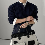 韓國 ✨ 亨利領口麻花針織長袖上衣