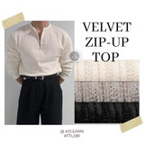 韓國 ✨ 半拉鍊天鵝絨長袖上衣