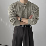 韓國 ✨ 亨利領口麻花針織長袖上衣