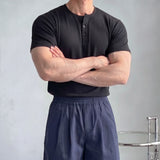 韓國 ✨ Muscles-fit 亨利領口短袖上衣