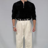 韓國 ✨ 半拉鍊天鵝絨長袖上衣