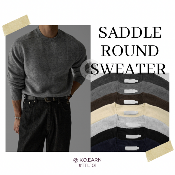 韓國 ✨ 圓領馬鞍肩針織長袖上衣