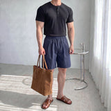 韓國 ✨ Muscles-fit 亨利領口短袖上衣