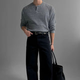 韓國 ✨ 純棉小格針織長袖上衣