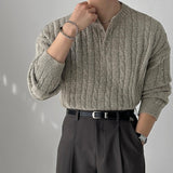 韓國 ✨ 亨利領口麻花針織長袖上衣