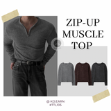 韓國 ✨ 半拉鍊圓領針織長袖上衣