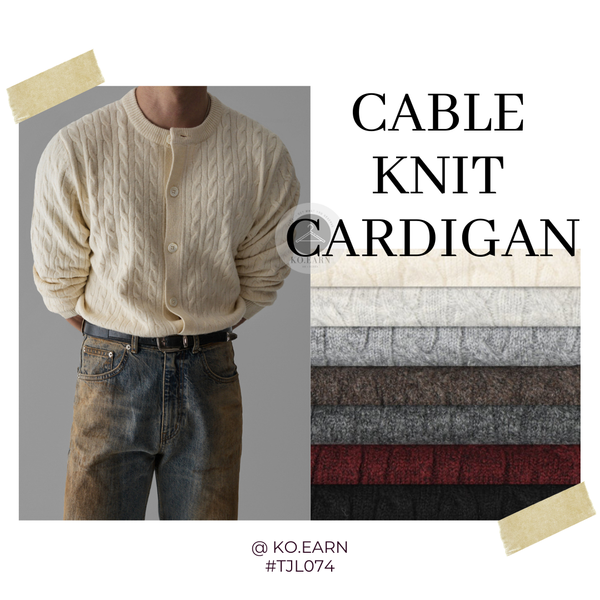 韓國 ✨ 圓領麻花針織開胸冷衫