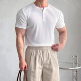 韓國 ✨ Muscles-fit 亨利領口短袖上衣