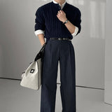 韓國 ✨ 亨利領口麻花針織長袖上衣