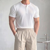 韓國 ✨ Muscles-fit 亨利領口短袖上衣