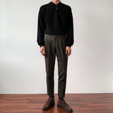 韓國 ✨ 純棉小格針織長袖上衣