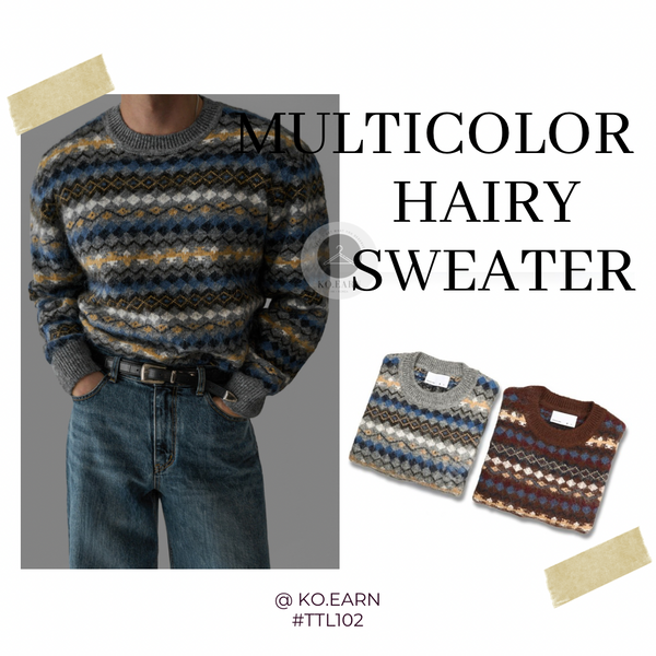 韓國 ✨ 多重混色圓領針織長袖上衣