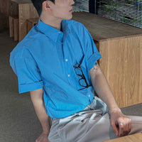 韓國 ✨ 標準領口純棉短袖襯衫